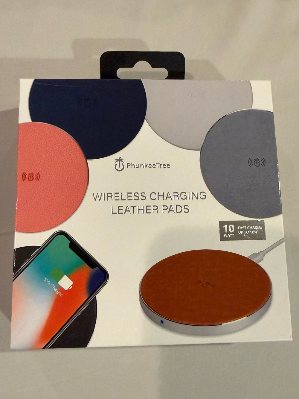 Brown Wireless Charging Leather Pad - Fast Charge